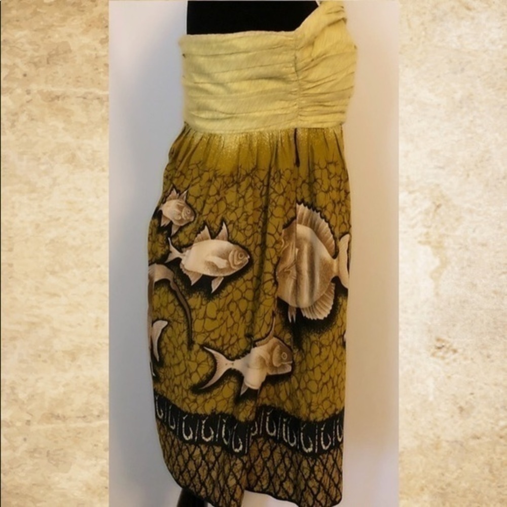ANTHROPOLOGIE FISH HALTER SUMMER DRESS XS - Picture 2 of 6